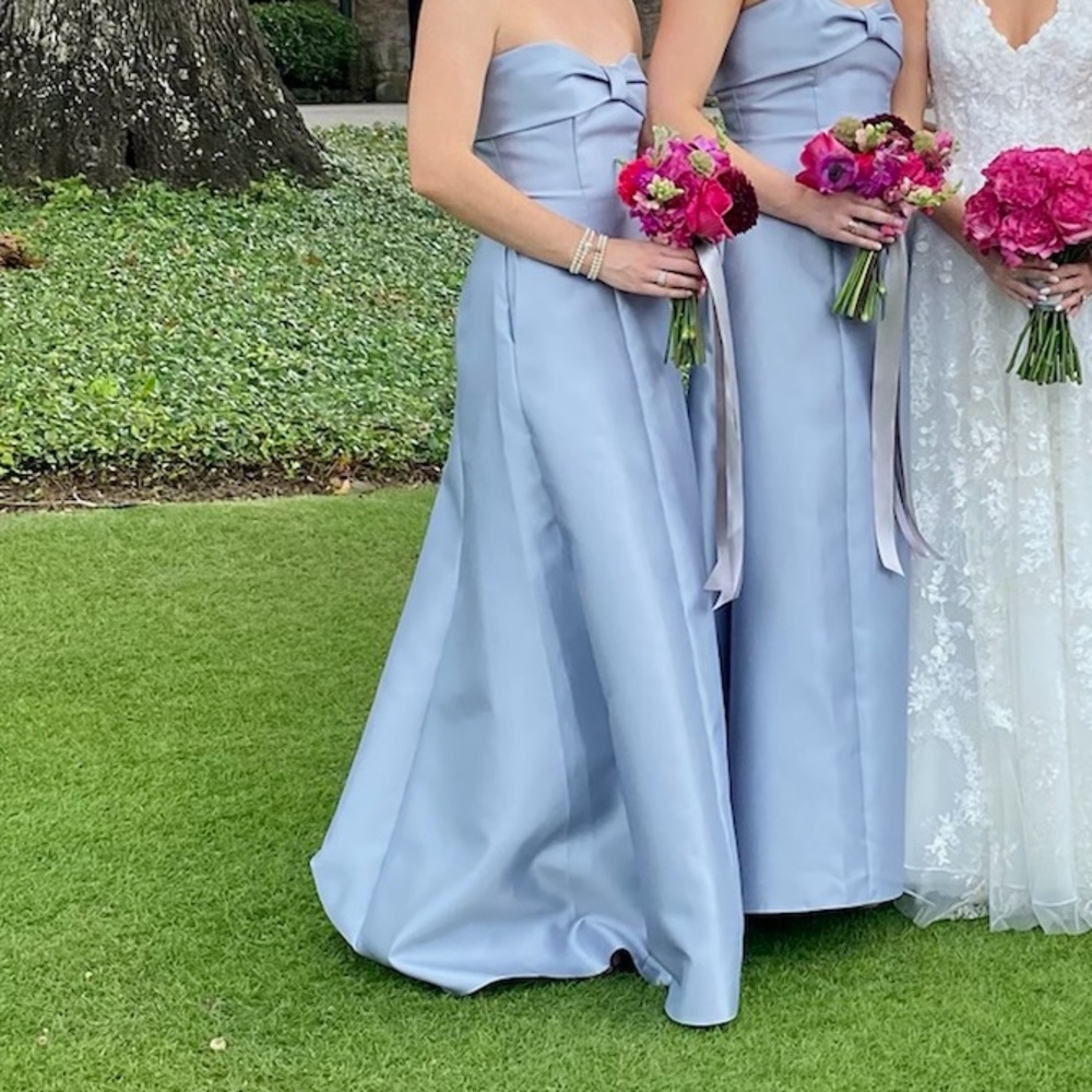 ALFRED SUNG Light Blue Strapless Bridesmaid Gown
